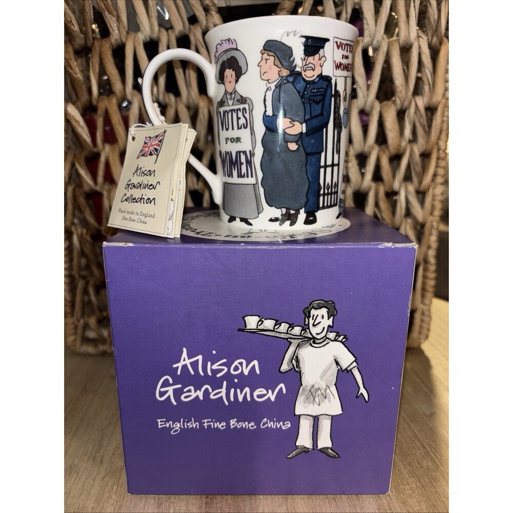 New Alison Gardiner Coffee Cup VOTES FOR WOMEN Fine Bone China England Suffrage